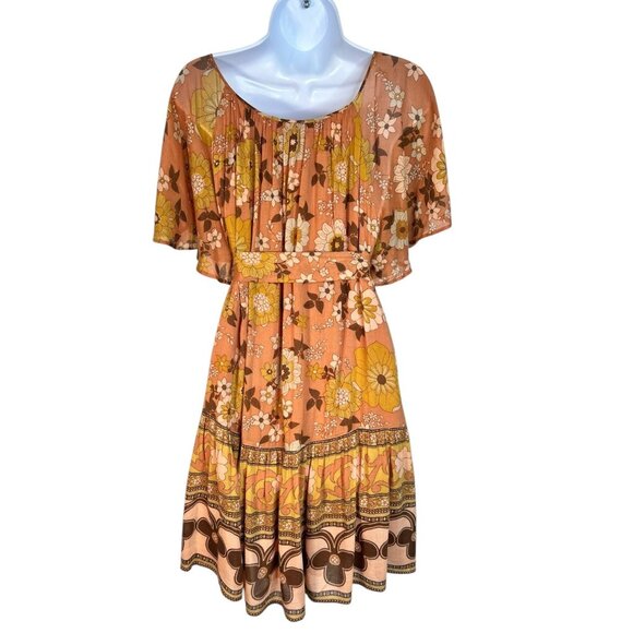 Spell & the Gypsy Collective Buttercup Mini Dress Sunrise Caramel Belted Small - Picture 10 of 16